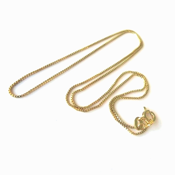 14K Yellow Gold Plated Sterling Silver Box Chain 18" - Picture 1 of 9